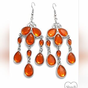 Vibrant Orange Chandelier Earrings